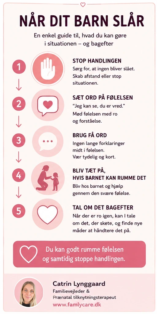 Når dit barn slår – guide til at stoppe handlingen og hjælpe barnet gennem følelsen