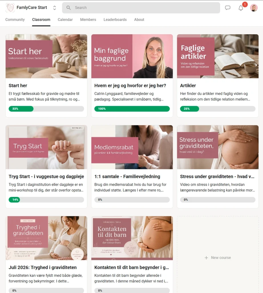 Indholdsbiblioteket i FamlyCare Start på Skool