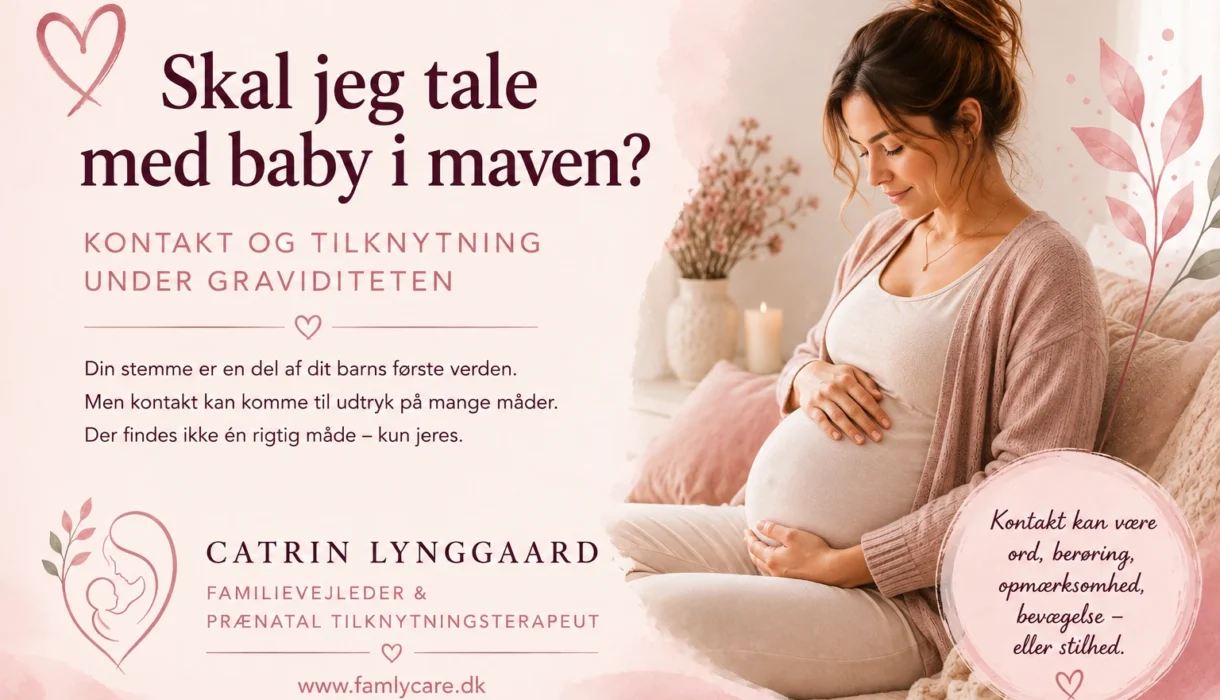 Skal jeg tale med baby i maven? Artikel fra FamlyCare om barnets hørelse, stemmen og kontakten under graviditeten.