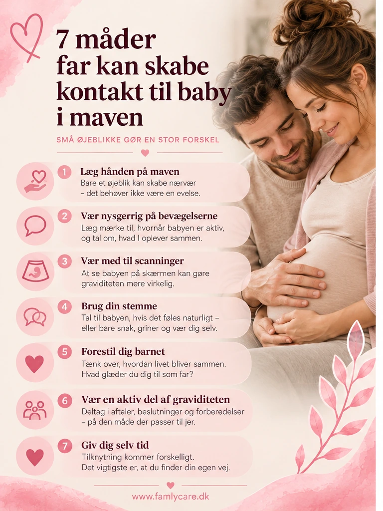 7 måder far kan skabe kontakt til baby i maven